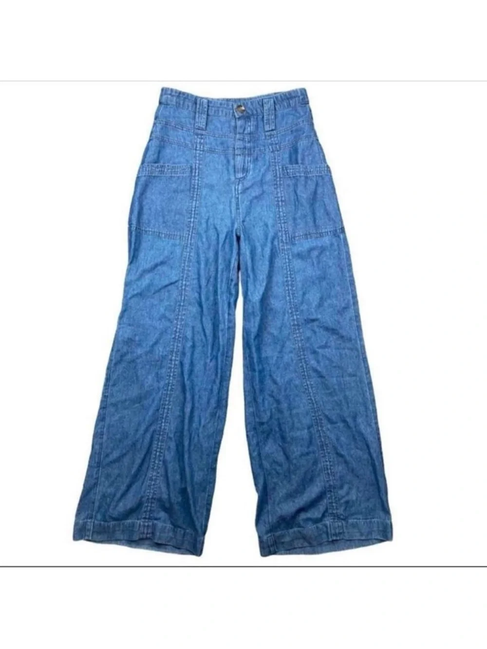 American Eagle high waisted wide leg pants with hidden button fly